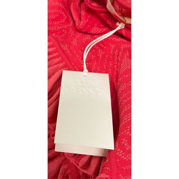 ULLA JOHNSON Kendra Asymmetric Ruffled Top In Poppy New With Tags Size Large - Picture 5 of 7